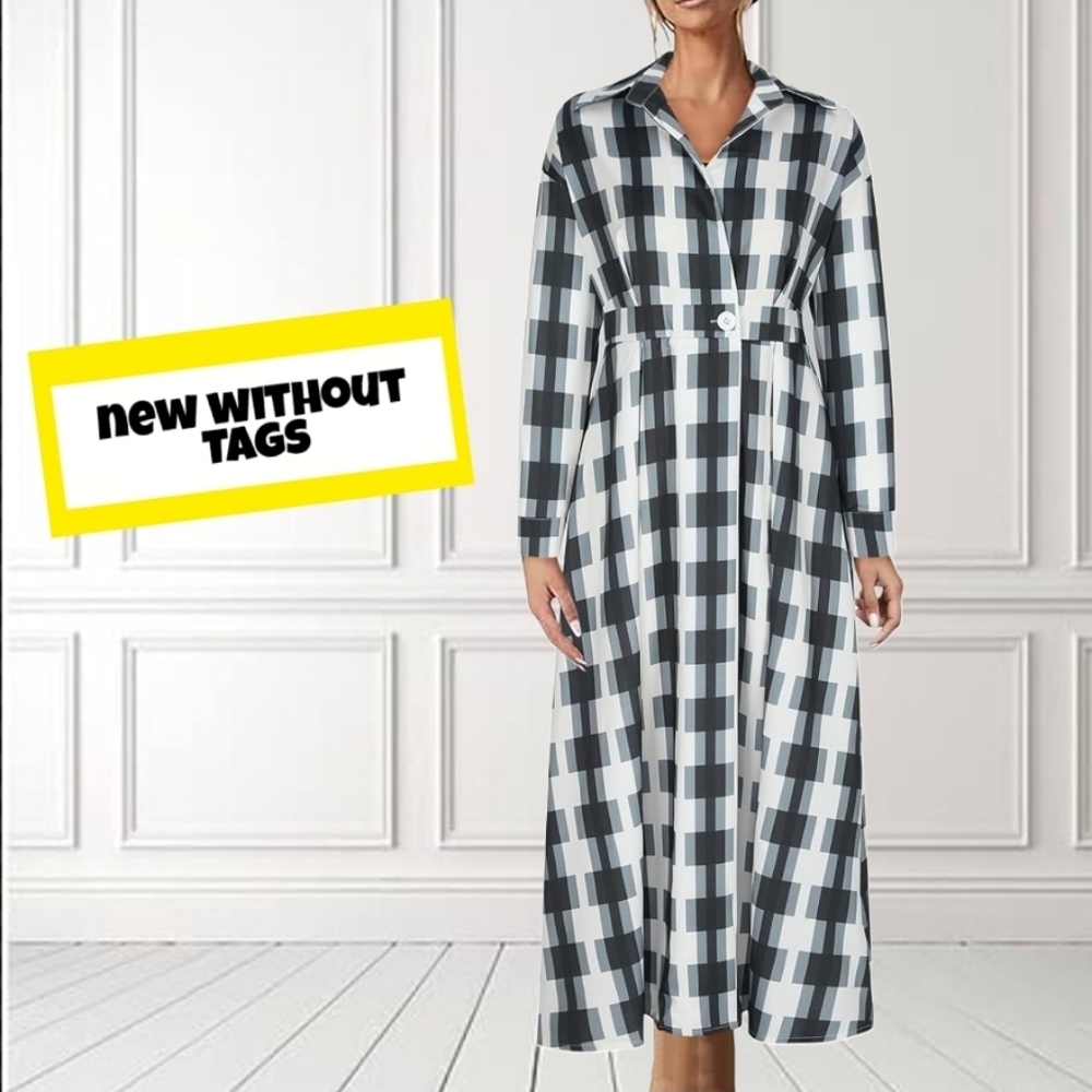 New Without Tags Chic Checkered Long Dress